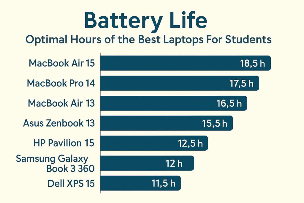 Battery Life Optimal Hours of the Best Laptops For Students