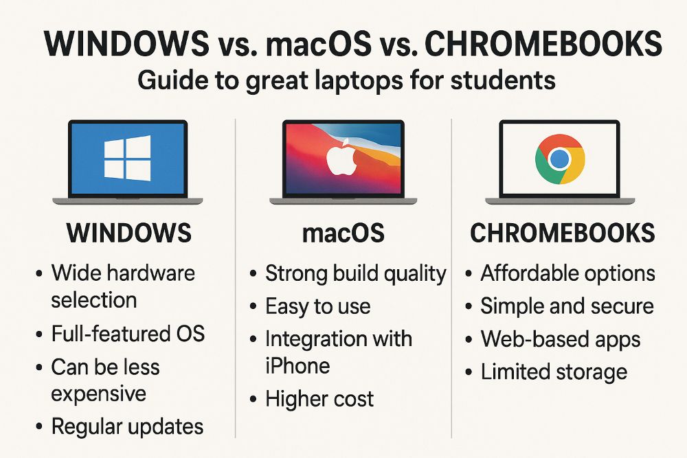 Comparison Between Windows, macOS, and Chromebooks – Guide for great laptops for students