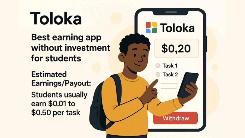 Best earning app without investment for students in India - Toloka